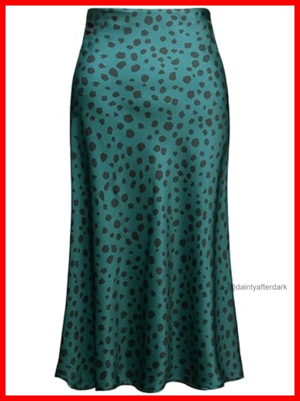 Women's Leopard Print Satin Midi Skirt High Waist A-Line Elastic Waist